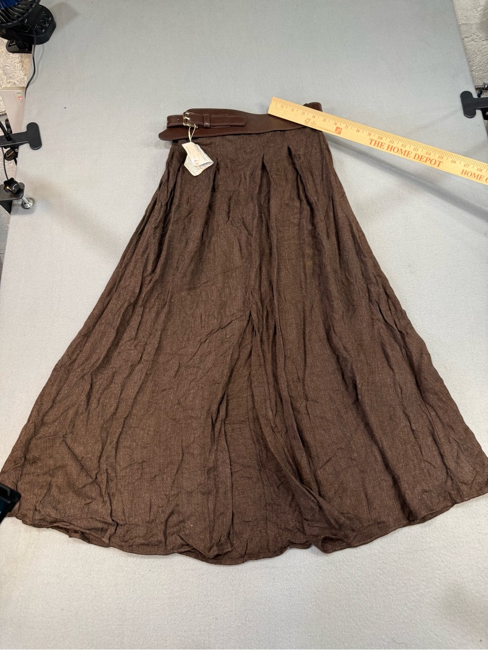 Zara Chocolate Brown Maxi Skirt with Waist Belt